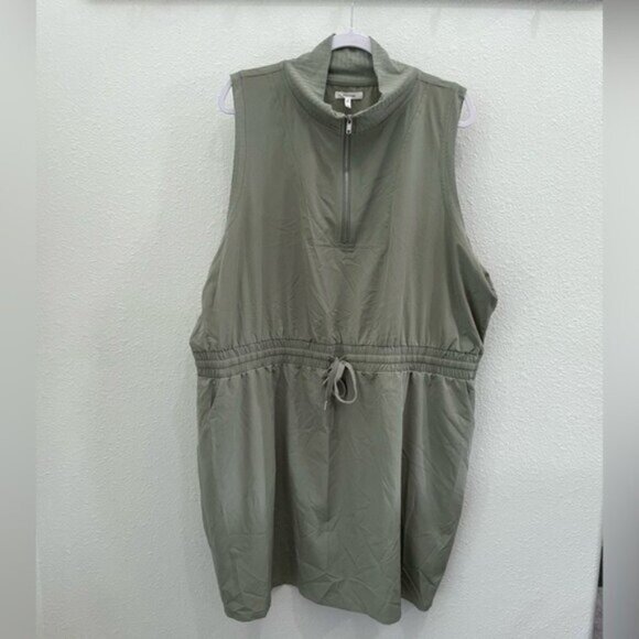 New Maurice’s Athleisure Casual Zip Dress Neutral Athletic Preppy Pockets - Picture 2 of 7